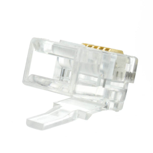 QualConnect Phone/Data RJ12 Crimp Connectors for Flat Cable, 6P6C, 50 Pieces