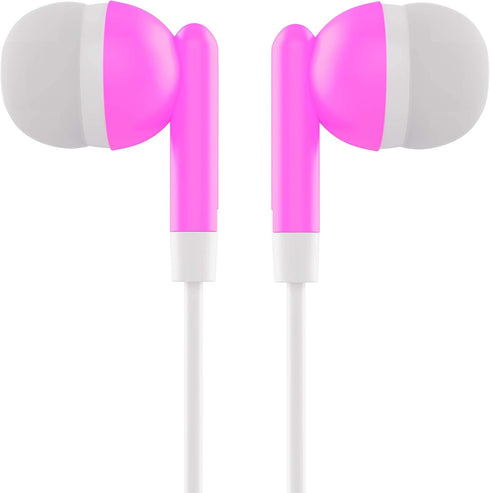 Maeline 10 Pack Bulk Earbuds with 3.5 mm Headphone Plug - Pink