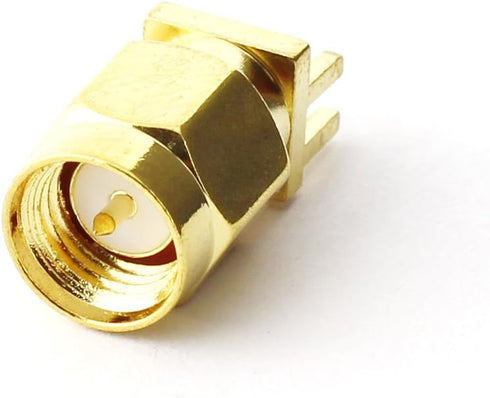 Maxmoral 5PCS SMA Male PCB Panel Edge Mount Plug, 4 Pins Stand Straight Connector, RF Coaxial Adapter