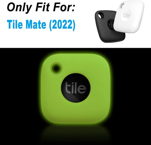 Geiomoo Silicone Case for Tile Mate 2022 Tracker, Soft Flexible Scratch Resistant Cover with Carabiner (Fluorescent Green)