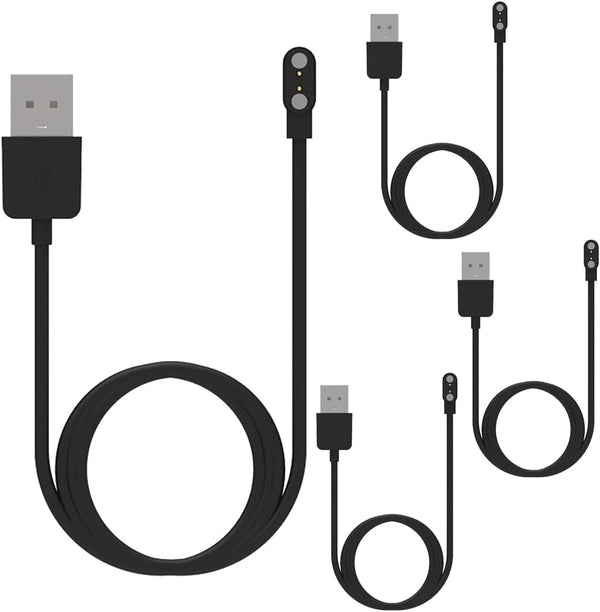 4 Pcs Black Chargers for Da Fit Smart Watch, Replacement USB Charger Cable 3.3 Ft for Smartwatch with Da Fit App