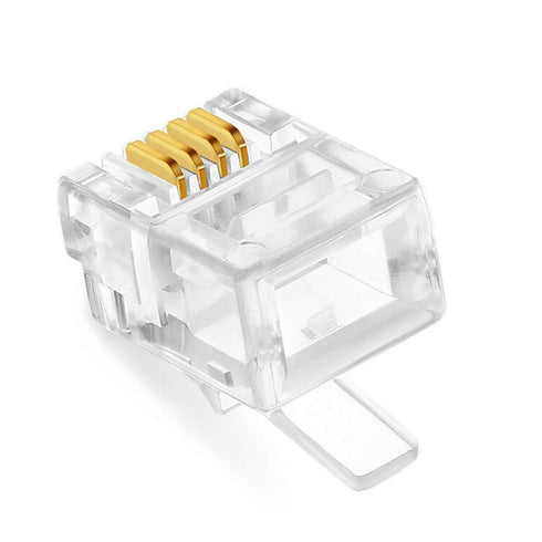 NECABLES 20-Pack RJ11 6P4C Telephone Modular Plug Connector for Phone Line Cord, Solid and Stranded Wire Compatible