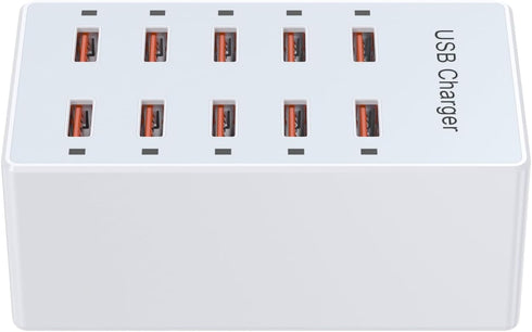USB Charger 10-Ports, USB Charging Station for Multiple Devices, Power Hub Strip, Smart Plug Charging Dock for iPhone