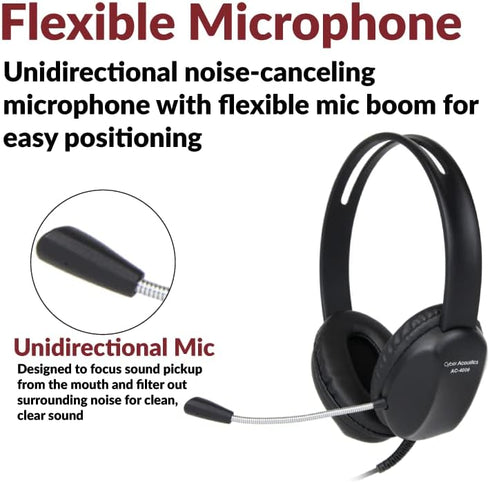 Cyber Acoustics Stereo USB Headset (AC-4006), Noise Canceling Microphone for PC & Mac, Perfect for Classroom or Home