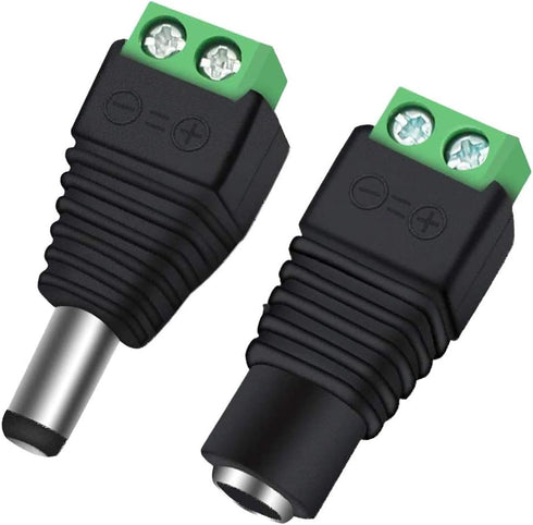 10 Pairs 12V 5A DC Power Plug Connectors - 5.5mm x 2.1mm Male & Female Jacks for LED Strips, CCTV, Security