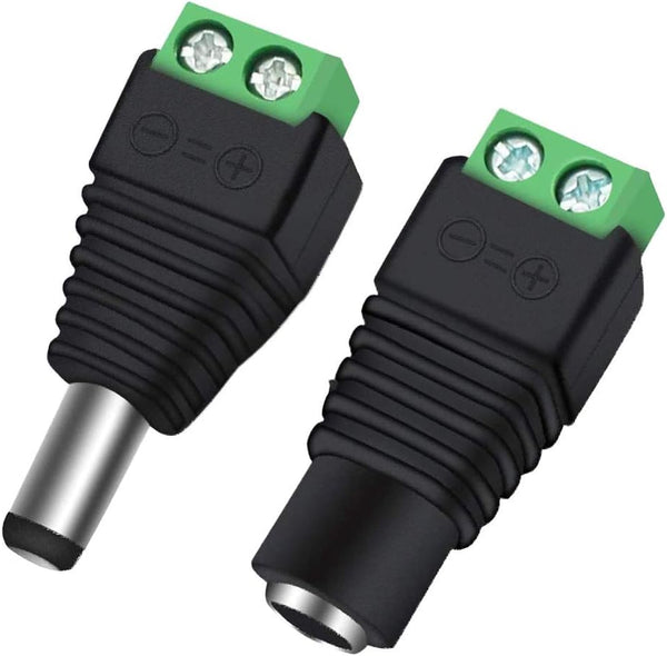 10 Pairs 12V 5A DC Power Plug Connectors - 5.5mm x 2.1mm Male & Female Jacks for LED Strips, CCTV, Security