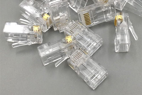 PETECHTOOL 100-Pack RJ45 CAT6A CAT6 Pass Through Connectors 23AWG Cables-End Bold UTP Ethernet Modular Plug.