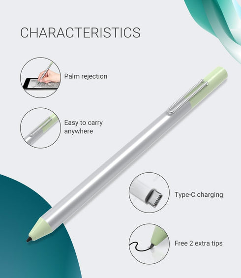 USI 2.0 Stylus Pen with 4096 Levels Pressure, Rechargeable, Palm Rejection, USB-C Charge, Compatible with Lenovo, HP,