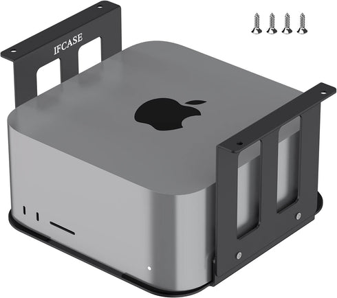IFCASE Aluminum Under Desk Stand Mount for Mac Studio M2 M1 Max, Ultra with Anti-Scratch Pad (Black)