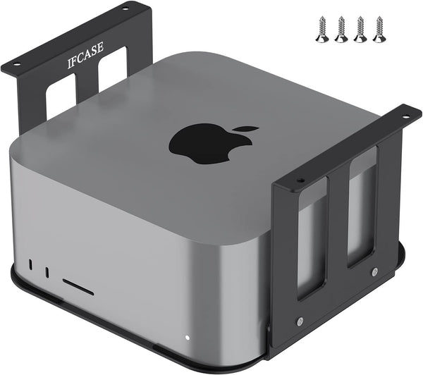 IFCASE Aluminum Under Desk Stand Mount for Mac Studio M2 M1 Max, Ultra with Anti-Scratch Pad (Black)