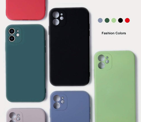 ZEZHOU Compatible with iPhone 12 Case with Camera Lens Protector, Liquid Silicone Gel Rubber Phone Case, Slim Fit