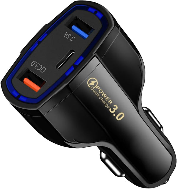 Fast Car Charger Adapter, QC3.0 Quick Power Delivery Block with Dual USB Type C Ports, Compatible with iPhone 15 Pro Max
