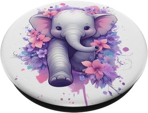 PopSockets Standard PopGrip, Cute Baby Elephant Colorful Animal Lover