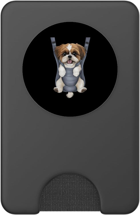 Shih Tzu Puppy Lover PS Funny Shih Tzu Puppy In A Baby Carrier. Dog Lover PopSockets PopWallet for MagSafe