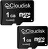 Flash Memory Card Pack of 2 Micro SD Card 1GB C4 with SD Adapter (1 GB)