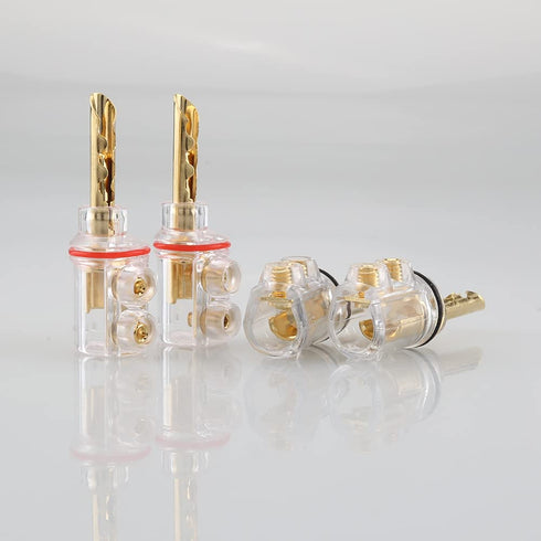 Viborg Audiocrast 4X HiFi Speaker Banana Plug Connectors 4MM BFA Type with Heat Shrink Tubing - Gold