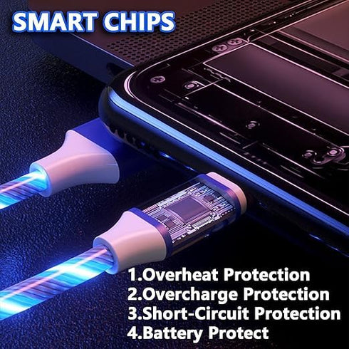 Micro USB Cable Android Charger, 6.6FT LED Light Up Glowing Fast Charging Cord for Android Devices, Green