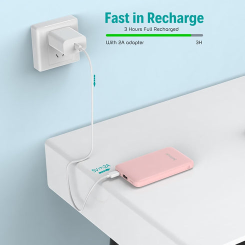 Smallest Portable Charger with Built-in Cables, 6000mAh Ultra Slim Power Bank, Mini High Speed External Battery for