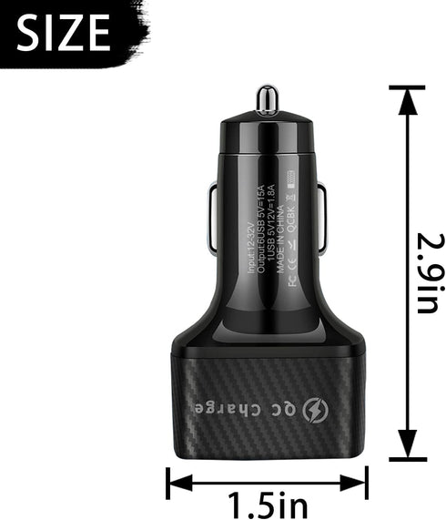 Car Charger Adapter, 6 Ports USB QC3.0 Fast Phone Charger, Car Interior Accessories Fit for All Vehicles, Multi-Port Car Phone Charger with LED Light Display for Smart Phone and More (Black) by Ankuee