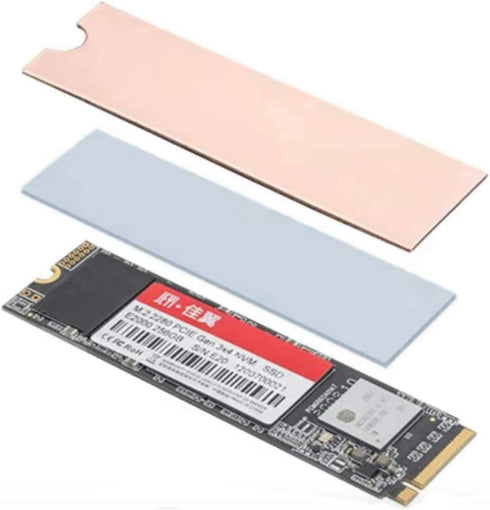 Easycargo Laptop M.2 Heatsink Kit, Copper Heat Sink + Thermal Pad 1mm 0.5mm for Cooling M.2 2280 SSD (4-pack)