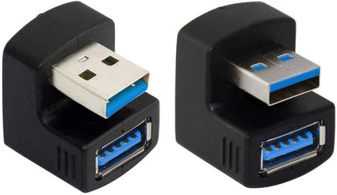 xiwai Up & Down Angled USB 3.0 Adapter, A Male to Female Extension 180 Degree, 5Gbps