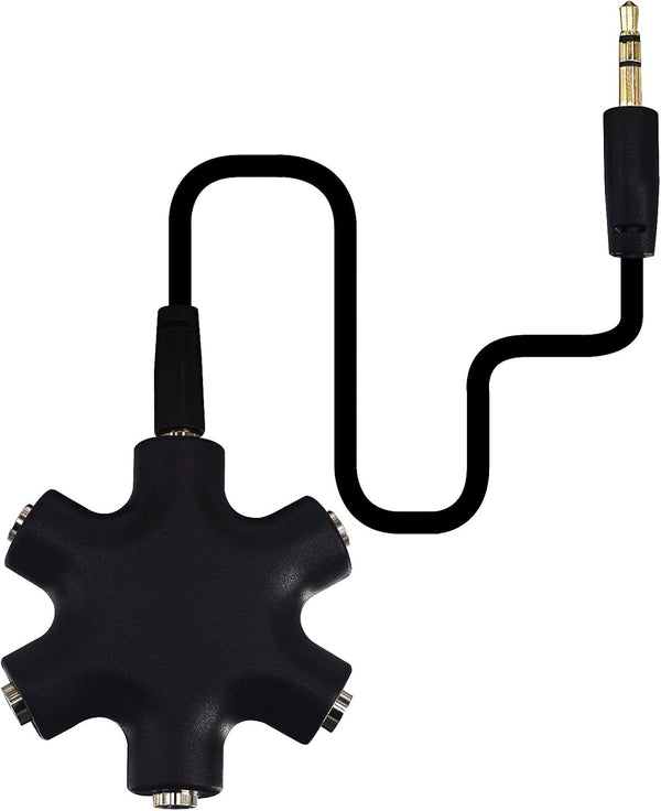 onelinkmore Headphone Splitter, 5-Jack 3.5mm Stereo Audio Adapter, 1 Male to 4 Female Splitter with Cable