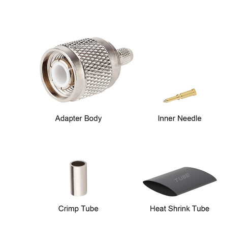 TNC Male Connector 10PCS, TNC Male Plug Crimp Connector for RG58/RG142/RG400/LMR195/KSR195/3D-FB Cable