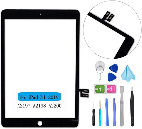 Black Touch Screen Digitizer Repair Kit for iPad 10.2" 2019 (Without Home Button, Tools Included)
