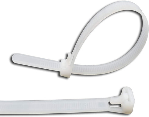 Superun Releasable Zip Ties - 8 Inch, 50 Lbs Tensile Strength, Pack of 100 Reusable Cable Ties in White