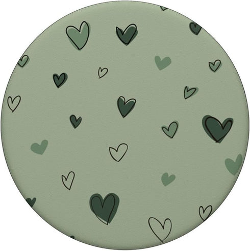 Sage Green Minimalist Heart Pattern for Girls PopSockets Standard PopGrip