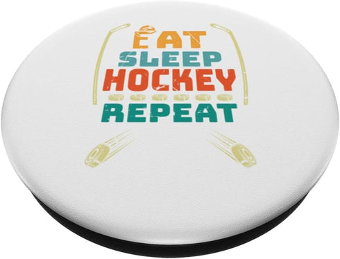 Couscous Eat Sleep Hockey Repeat funny retro vintage PopSockets Standard PopGrip
