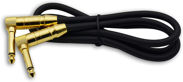 1/4" TS to 1/4" TS Right Angle Gold Speaker Cable, 3 Feet, Black, Pack of 2