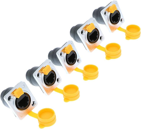 5PCS RJ45 Panel Mount Coupler, D-Type RJ45 Female to Female LAN Network Bulkhead Socket