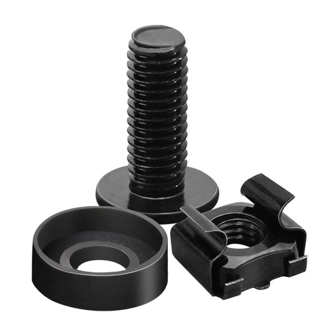 50-Pack M6 x 16mm Computer Rack Mount Cage Screws, Nuts & Washers for Rack Mount Server Cabinet, Black
