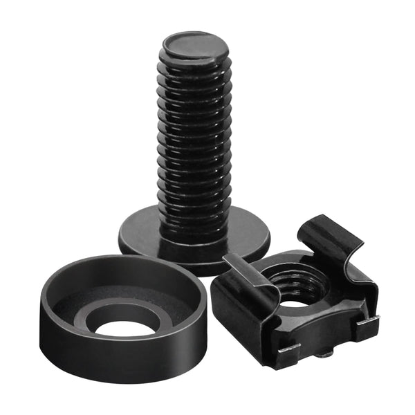 50-Pack M6 x 16mm Computer Rack Mount Cage Screws, Nuts & Washers for Rack Mount Server Cabinet, Black
