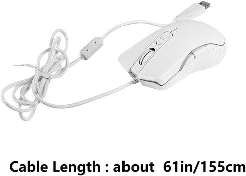 Wired Gaming Mouse - RGB Ergonomic LED Backlit USB Gamer Mouse for Windows, Mac, and Linux OS, White