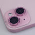 Bling Glitter Metal Crystal Camera Lens Protector for iPhone 15/15 Plus - Sparkly Pink Tempered Glass Accessory.