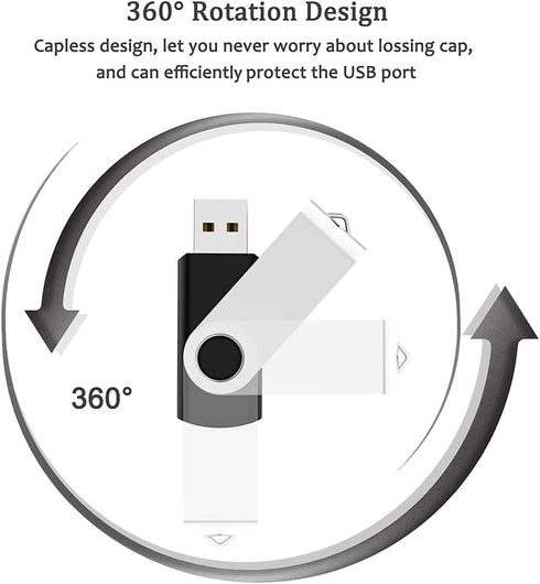 Maspen 2 Pack 64GB 2.0 USB Flash Drive USB Thumb Drives Jump Drive Fold Storage Memory Stick Swivel Design - Black