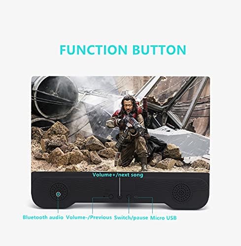 12 Inch Phone Screen Magnifier with Bluetooth Speaker, Foldable Phone Holder for All Smartphones
