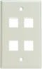 Keystone Wall Plate 4 Port, White, for Cat5e, Cat6, Coax, Aux, Single Gang