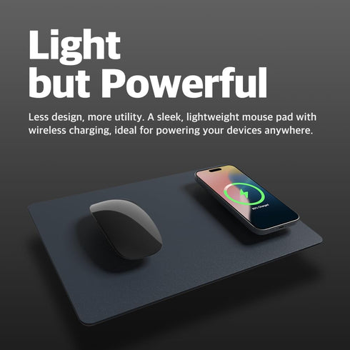 POUT H3 - Portable Qi Wireless Charging Mouse Pad Mat for Laptops Charges w/iPhone, Airpod, Samsung Galaxy (Midnight