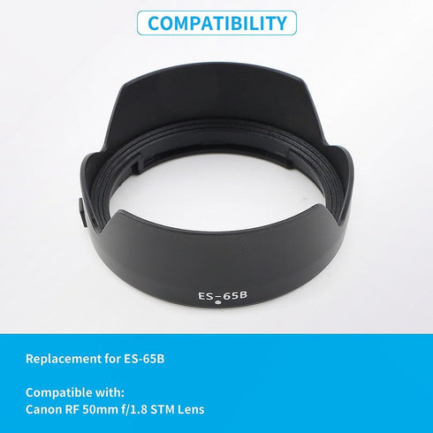 Camera Lens Hood Shade, Dedicated Bayonet Mount Hood Compatible for Canon RF 50mm f/1.8 STM Lens for R100 R50 R10 R7 R6 Mark II R6 R5 RP R Replaces ES-65B