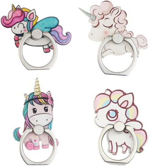 4Pcs Cute Unicorn Sea Shell Phone Ring Holder, 360 Rotation Finger Grip Kickstand for Cellphones and Tablets