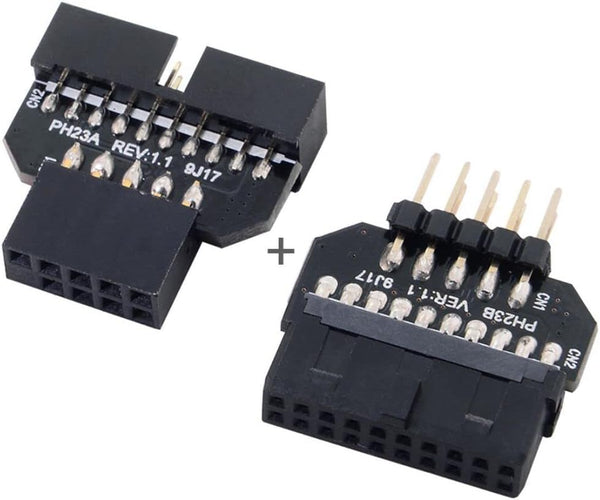 chenyang 2 Pack USB 2.0 Front Panel Header 9/10Pin Male/Female to 19/20Pin Connector Adapter