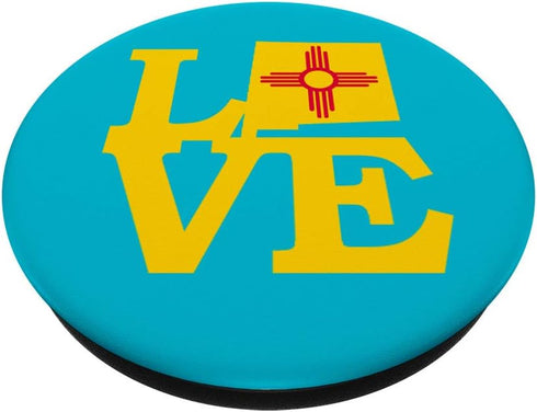 Vintage Retro LOVE NM Design PopSockets Grip and Stand for Phones and Tablets, New Mexico State Zia