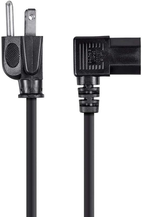 Monoprice 6ft 14AWG Right Angle Power Cord Cable w/ 3 Conductor PC Power Connector Socket (C13/5-15P), Black