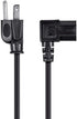 Monoprice 6ft 16AWG 3 (C13/5-15P) Right Angle Power Cord Cable w/ Conductor PC Power Connector Socket - Black
