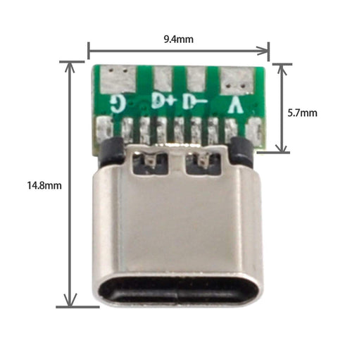 cablecc 10set DIY 4pin USB 2.0 Type C Female Socket Connector - SMT Type with PC Board, Housing & 3.0mm SR