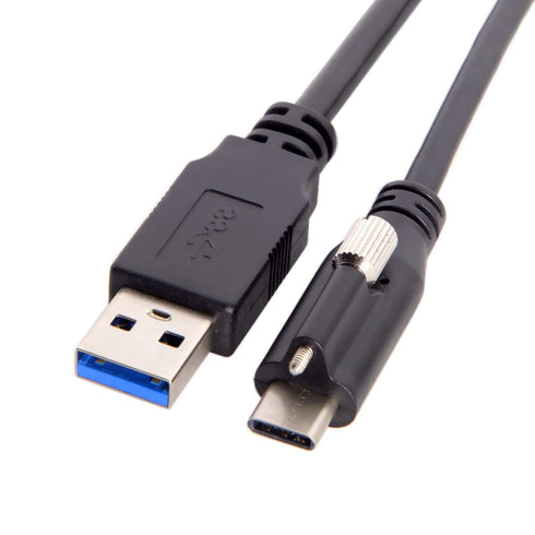 cablecc USB 3.1 Type-C Locking Connector to Standard USB 3.0 Data Cable 1.2m with Panel Mount Screw