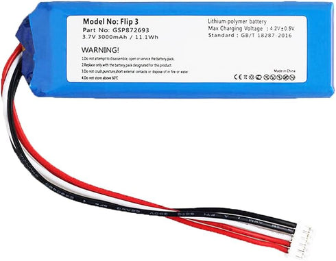 3000mAh GSP872693 Battery Replacement Compatible with JBL Flip 3 Splashproof Portable Bluetooth Speaker with Installation Tools